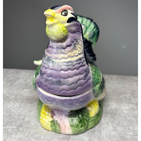 Turkey Gravy Boat with Lid & Spoon Ceramic Vintage - Picture 8 of 16